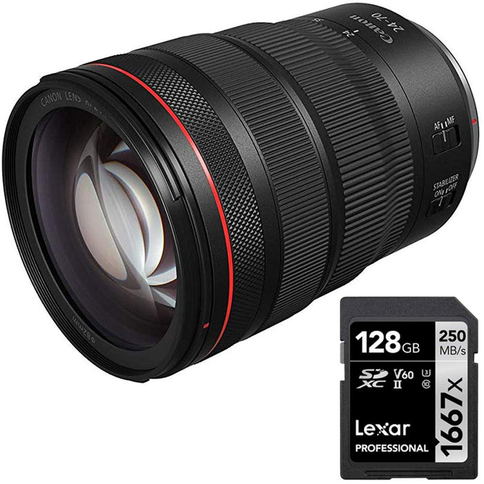 Canon 24-70mm F2.8 IS USM f/2.8 RF Zoom Lens + 128GB Memory Bundle