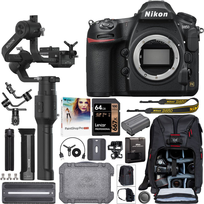 Nikon D850 Full Frame DSLR 4K Camera DJI Ronin-S Essentials Gimbal Filmmaker Kit