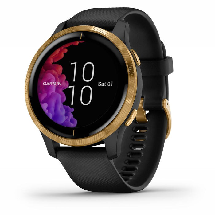 Garmin Venu Amoled GPS Smartwatch - (Black with Gold Hardware)