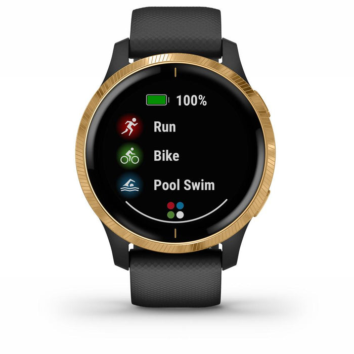 Garmin Venu Amoled GPS Smartwatch - (Black with Gold Hardware)