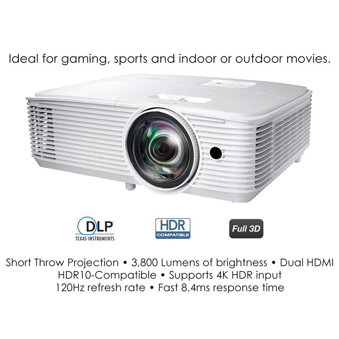 Optoma GT1080HDR Short Throw 4K UHD HDR Blur-Busting Gaming Projector, 3,800 Lumens