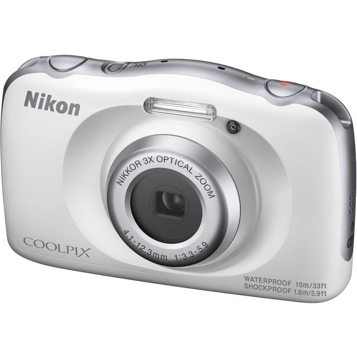 Nikon COOLPIX W150 13.2MP Waterproof Point & Shoot Digital Camera (White) 16GB Bundle