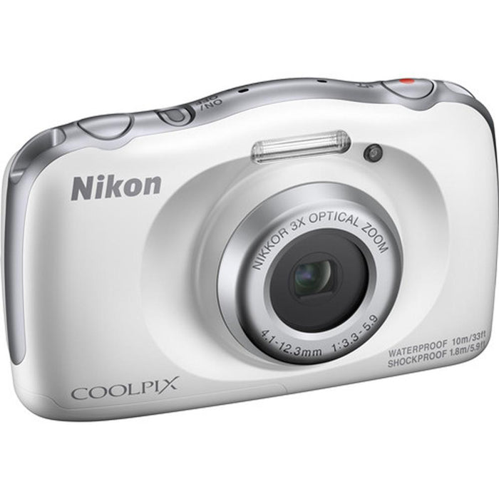 Nikon COOLPIX W150 13.2MP Waterproof Point & Shoot Digital Camera (White) 16GB Bundle