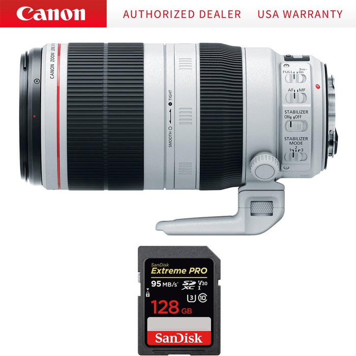 Canon EF 100-400mm f/4.5-5.6L IS II USM Lens w/ Sandisk 128GB Memory Card