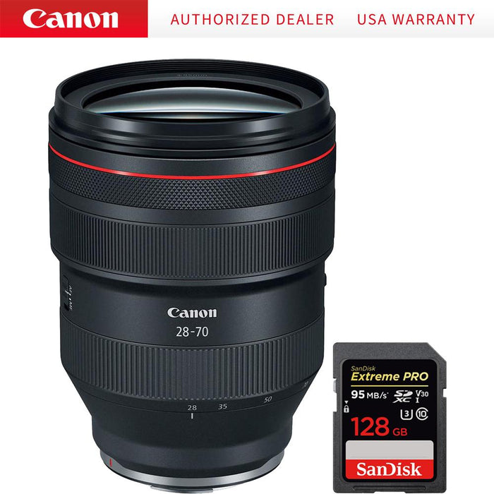 Canon RF 28-70mm F2 L USM Auto Focus Zoom Lens (2965C002) + 128GB Memory Card