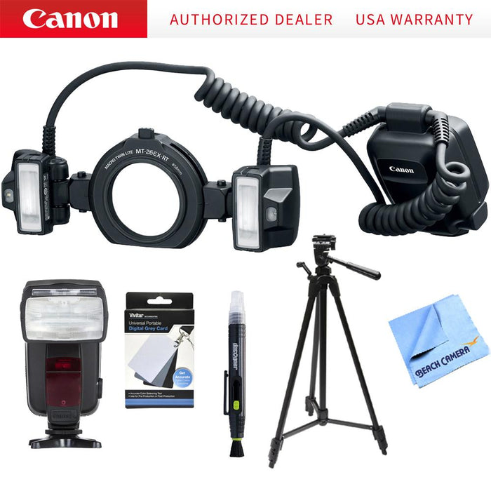 Canon Macro Twin Lite MT-26EX-RT Flash with Professional Flash plus Accessories
