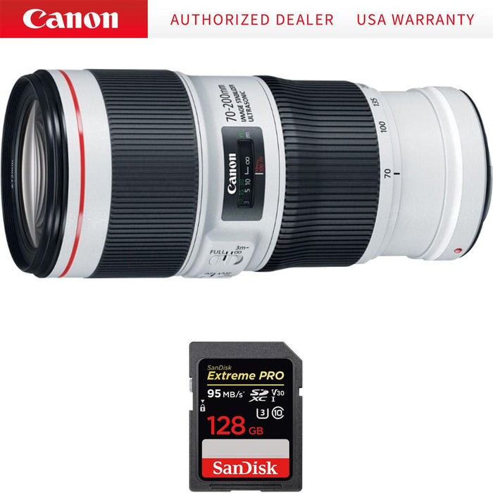 Canon EF 70-200mm f/4.0 L IS II USM Telephoto Zoom Lens w/ 128GB Memory Card