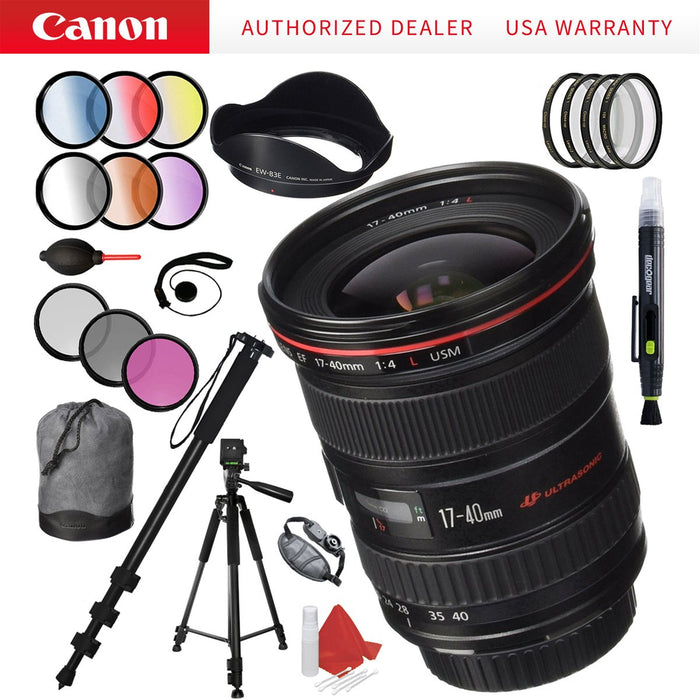 Canon EF 17-40mm F/4 L USM Lens with 77mm Filter Sets and Accessories Kit