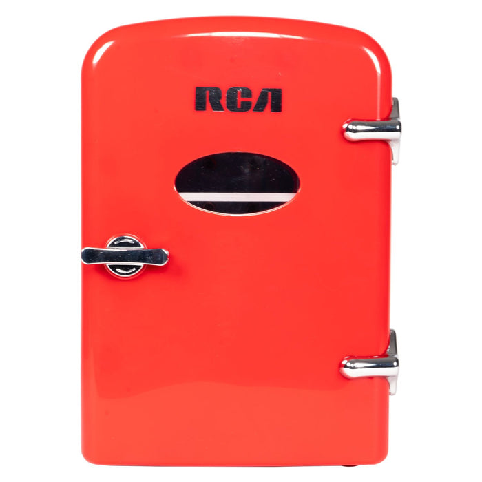 RCA Mini Retro Fridge 6 Can Beverage Compact Refrigerator and Warmer - Red