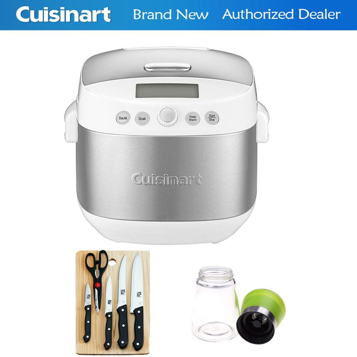 Cuisinart Rice/Grain Multicooker White + Knife Set w/ Cutting Board and Grinder