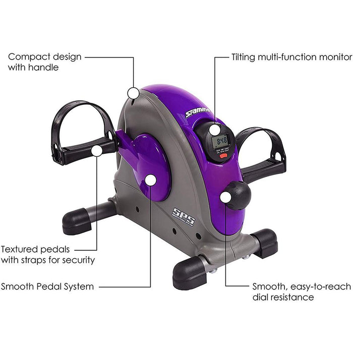 Stamina Mini Exercise Bike with Smooth Pedal System, Purple - Open Box