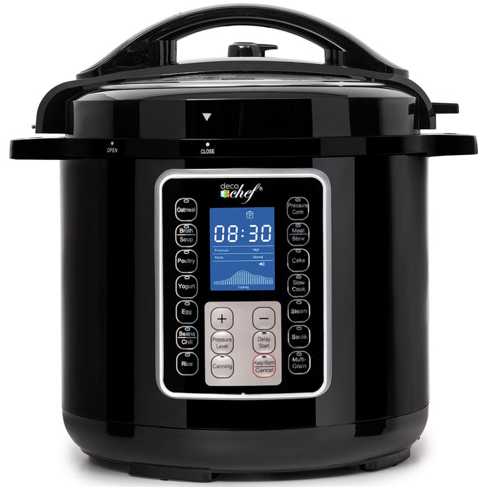 Deco Chef 8 QT 10-in-1 Pressure and Slow Cooker -  Multi-Mode Cooking with Accessories