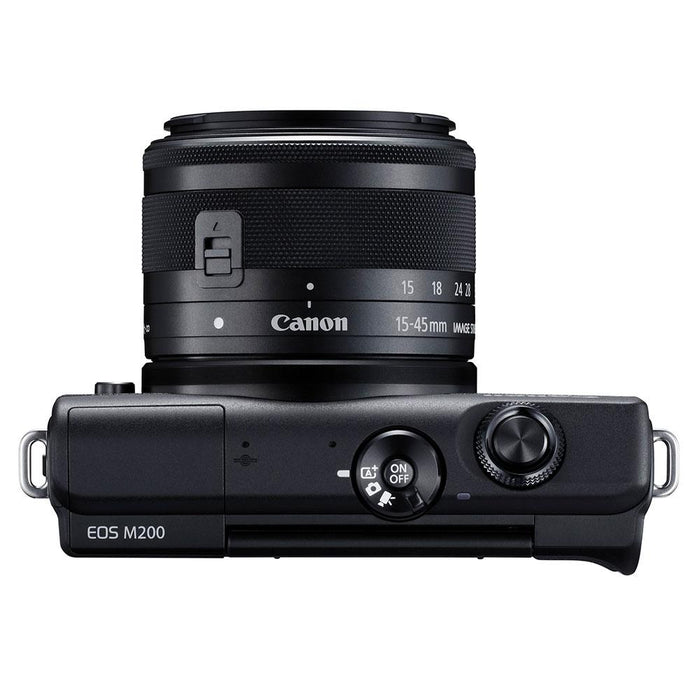Canon EOS M200 Mirrorless Digital Camera + EF-M 15-45mm IS STM Lens Bundle Black