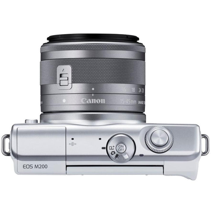 Canon EOS M200 Mirrorless Digital Camera + EF-M 15-45mm IS STM Lens Bundle White