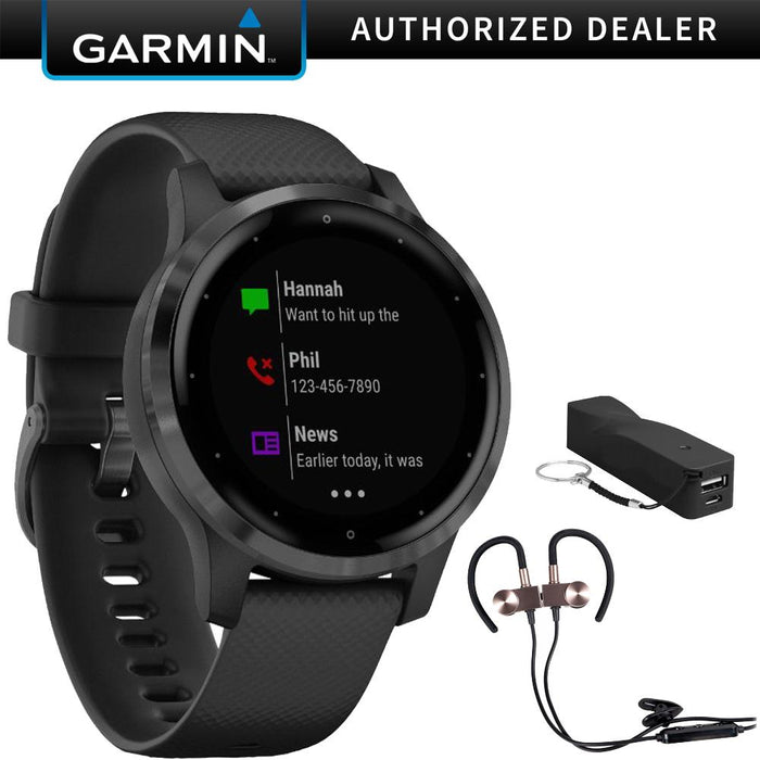 Garmin Vivoactive 4S Smartwatch (010-02172-11) with Wireless Sport Earbuds & More