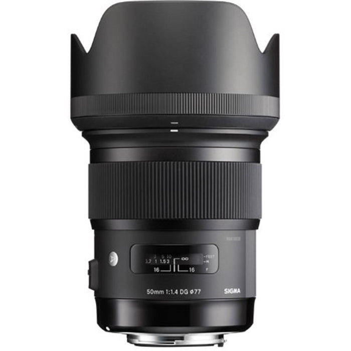 Sigma 50mm f/1.4 DG HSM ART Lens for Nikon F SLR Cameras 77mm Filter Backpack Bundle