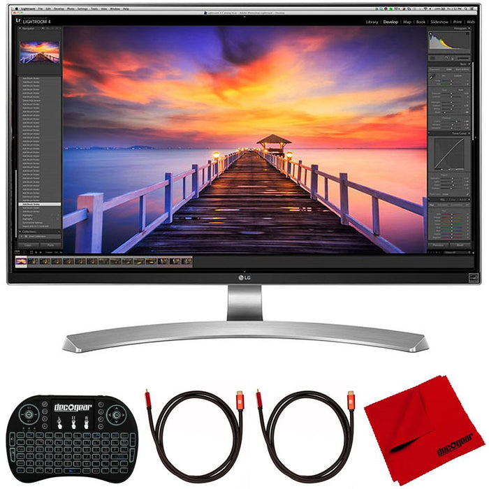 LG 27" 4K UHD IPS LED Monitor with Deco Gear Accessories Bundle