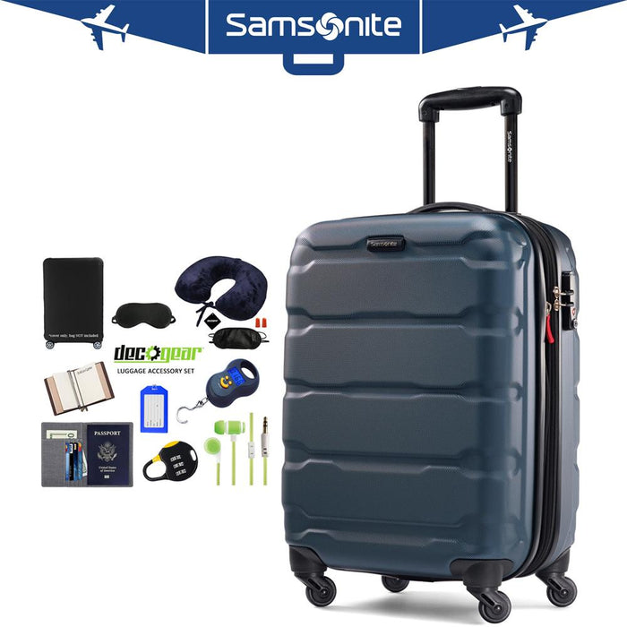 Samsonite Omni Hardside Luggage 20" Spinner Teal + Luggage Accessory Kit