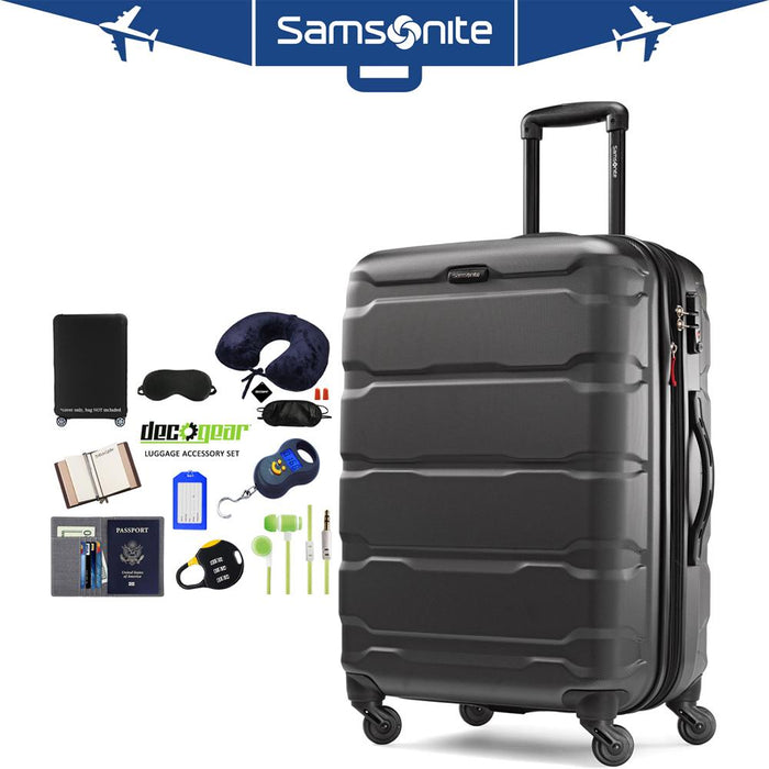 Samsonite Omni Hardside Luggage 24" Spinner Black + Luggage Accessory Kit