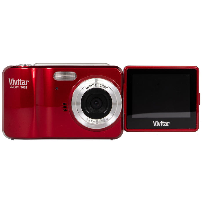 Vivitar T028 iTwist 12.1MP HD Digital Camera (Red) with 4x Digital Zoom - VT028-RED/KIT