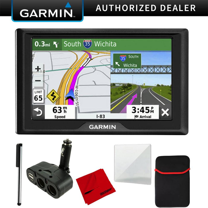 Garmin Drive 52 5" GPS Navigator with Traffic Alerts & 4 Port USB/DC Car Charger Bundle