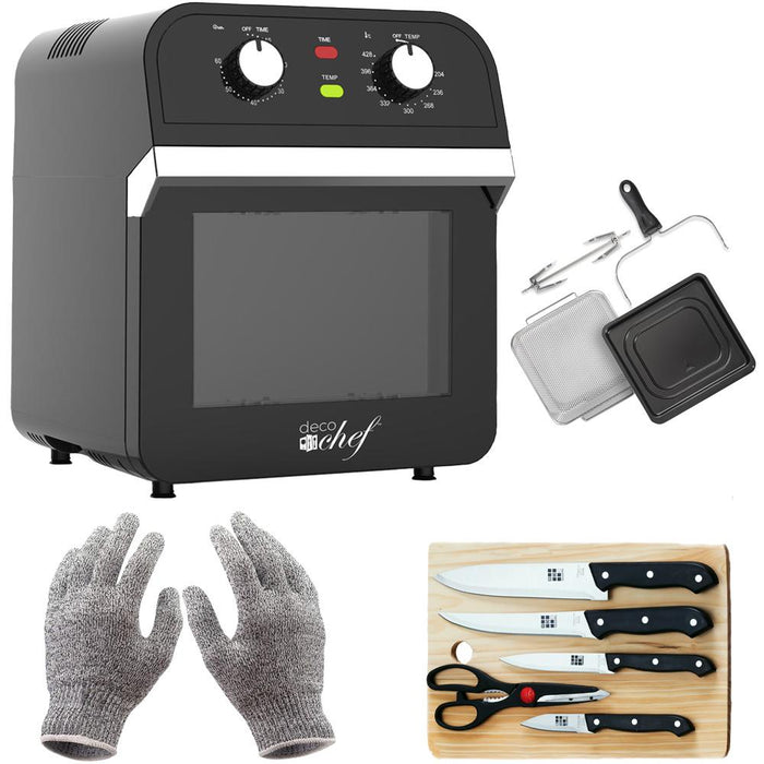 Deco Chef XL 12.7 QT Oil Free Air Fryer Oven with Deco Gear Cut Resistant Gloves Bundle