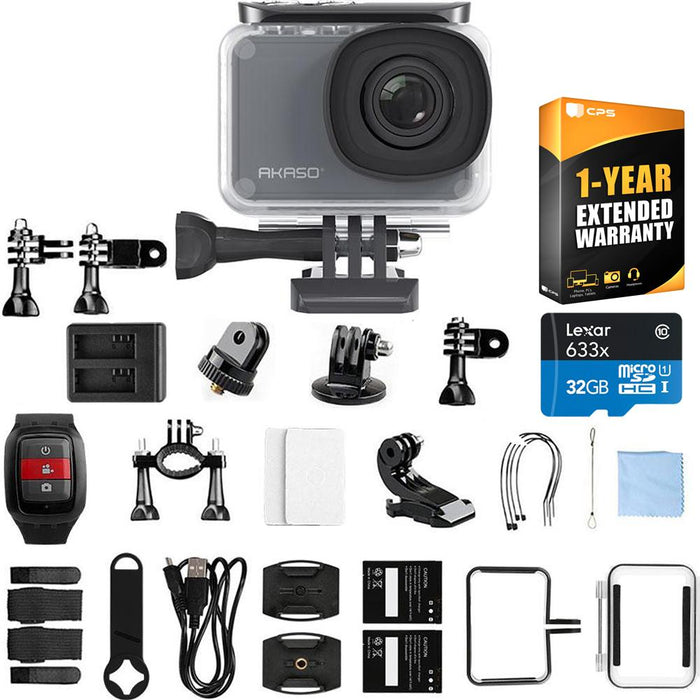 Akaso V50 Pro 4K/30 fps 20MP WiFi Waterproof Action Camera + Extended Warranty Bundle