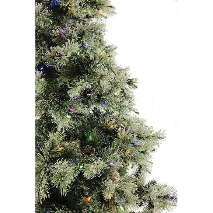 Fraser Hill  9.0 Ft. Glistening Pine Tree with Pine Cones Multi-Color LED - FFGP090-6GREZ