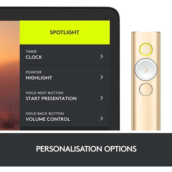 Logitech Spotlight Presentation Remote - Advanced Digital Highlighting - Gold