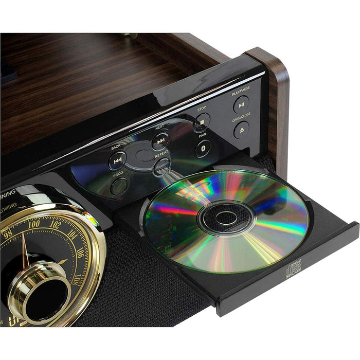 Victrola 6-in-1 Wood Bluetooth Mid Century Record Player 3-Speed Turntable with Stand