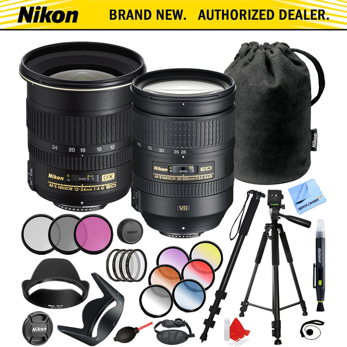 Nikon 12-24mm F/4G ED-IF AF-S DX Zoom + 28-300mm f/3.5-5.6G ED VR AF-S NIKKOR Lens Kit