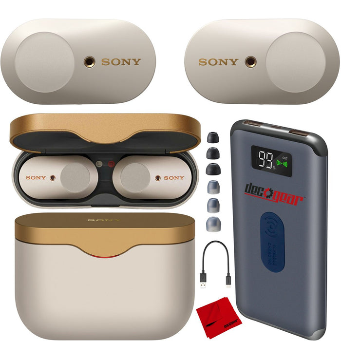 Sony WF-1000XM3 True Wireless Headphones In Ear Noise Cancellation Bundle Silver