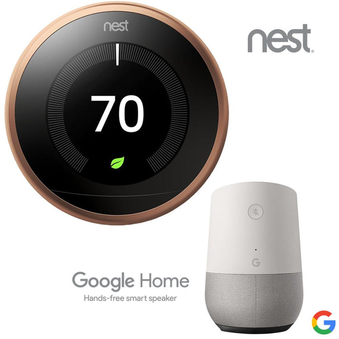 Google Nest Learning Thermostat (3rd Generation, Copper) with Google Home Smart Speaker