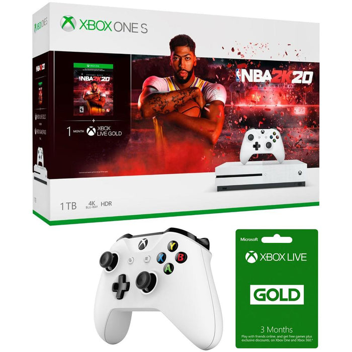 Microsoft Xbox One S 1 TB Console with NBA 2K20 + Controller & Gold Membership