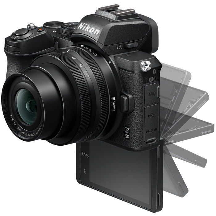 Nikon Z50 Mirrorless Camera 4K Z DX-Format 16-50mm F/3.5-6.3 VR Lens Kit Bundle