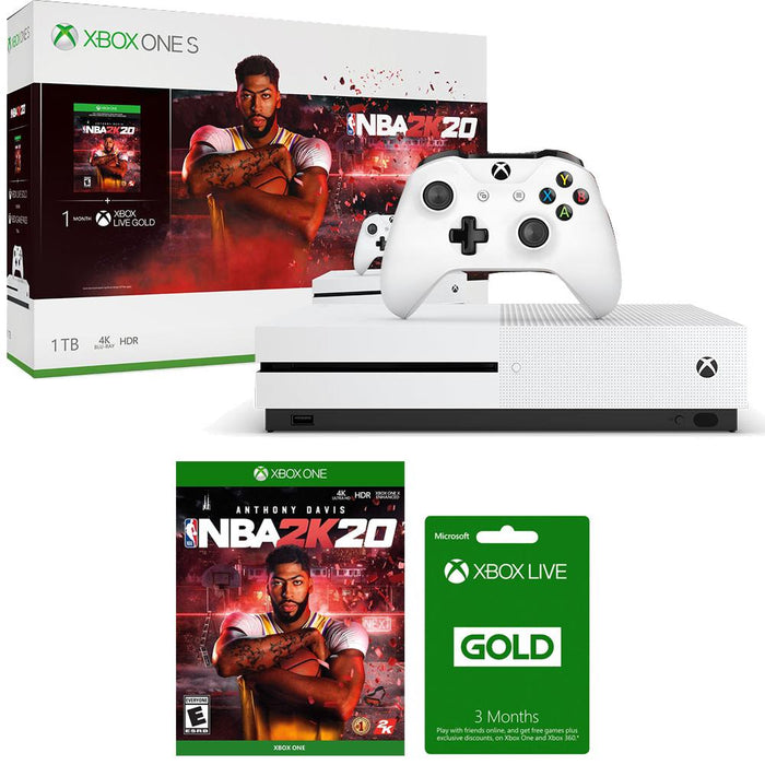 Microsoft Xbox One S Bundle: 1 TB Console w/ NBA 2K20 & 3-Month Xbox Live Gold Membership