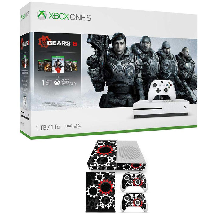 Microsoft Xbox One S Gears Of War 5 with Controller + Vinyl Skin Sticker
