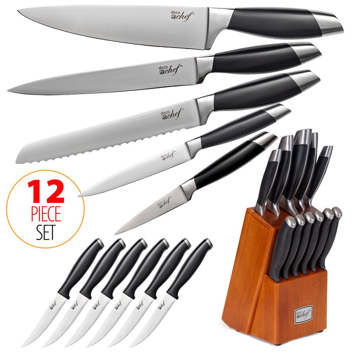 23 Pcs Kitchen Knife Set with Block, High Carbon Stainless Steel Chef Knife  Set, Ultra Sharp, Full-Tang Design