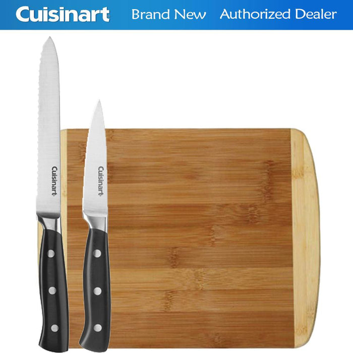 Cuisinart Triple Rivet 2 Piece Knife Set - Stainless Steel w /Premium Cutting Board