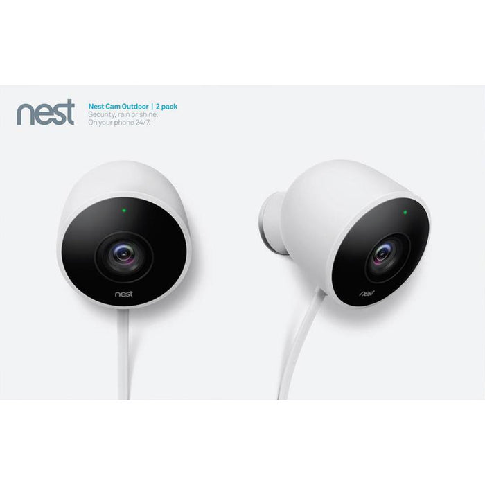 Google Nest Wired Outdoor Security Standard Surveilance (2 Pack) Bundle w/ Google Home Mini