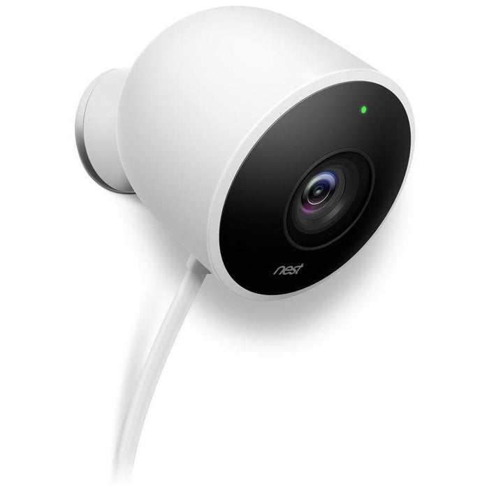 Google Nest NC2100ES Outdoor Security Camera, White Bundle w/ Google Home Mini