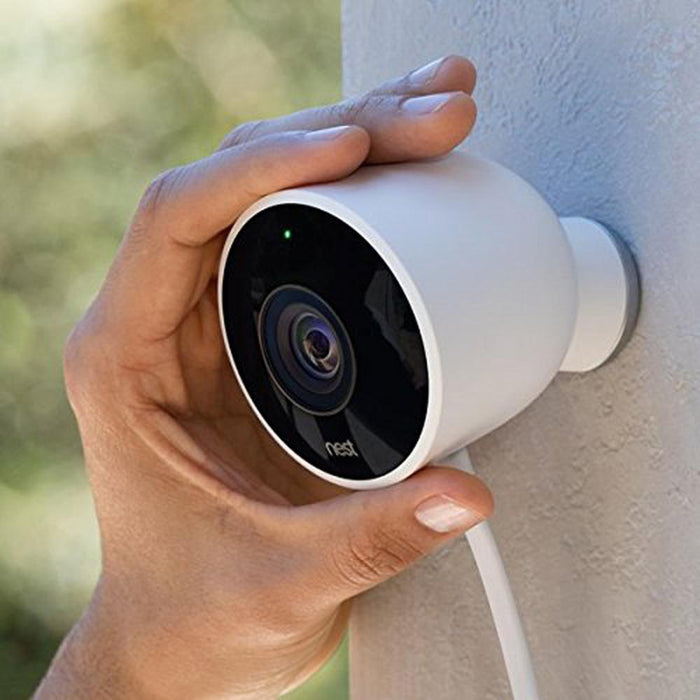 Google Nest NC2100ES Outdoor Security Camera, White Bundle w/ Google Home Mini