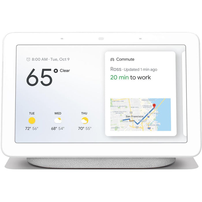 Google Nest Hub with Google Assistant GA00516-US Chalk & Google Nest Mini 2nd Gen Sky Blue