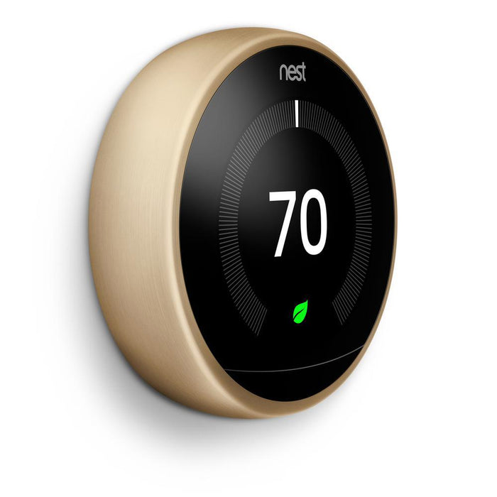 Google Nest Learning Thermostat 3rd Gen, Brass Bundle w/ 2x Deco Gear WiFi Smart Plug