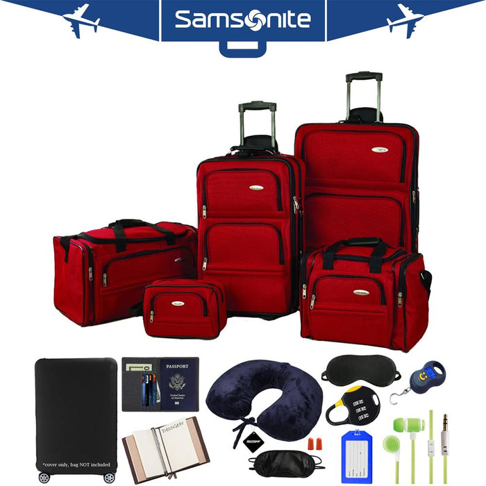 Samsonite 5pc. Nested Luggage Set (Red) w/ Ultimate 10pc luggage Accessory Kit