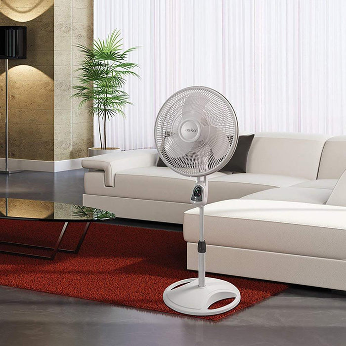 Lasko 16" Remote Control Oscillating Stand Fan with Built-In Timer-White (1646)