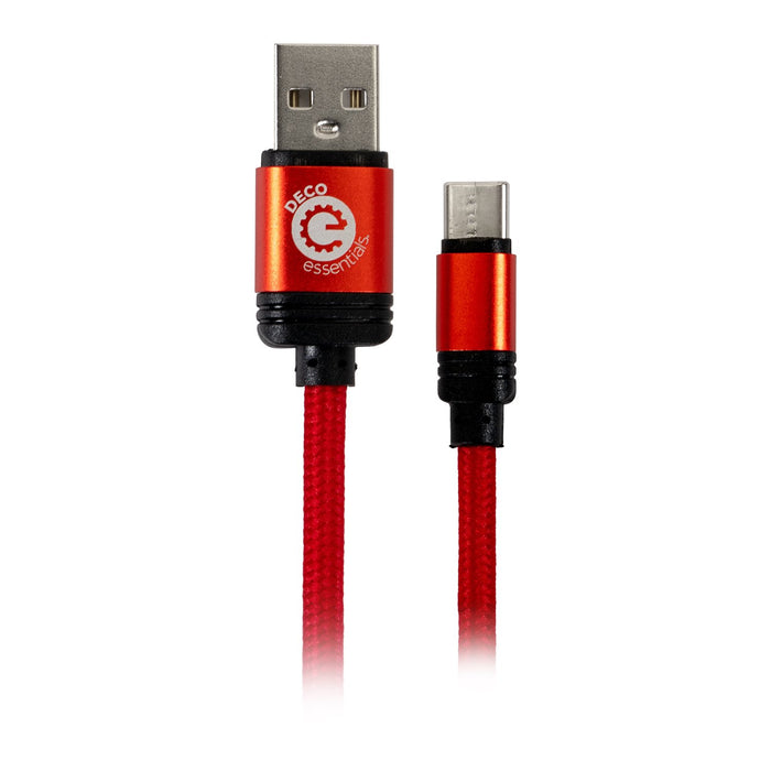 Deco Essentials 3FT Braided Type-C Charge & Sync USB Cable | Transfer Speeds Up to 480Mbps