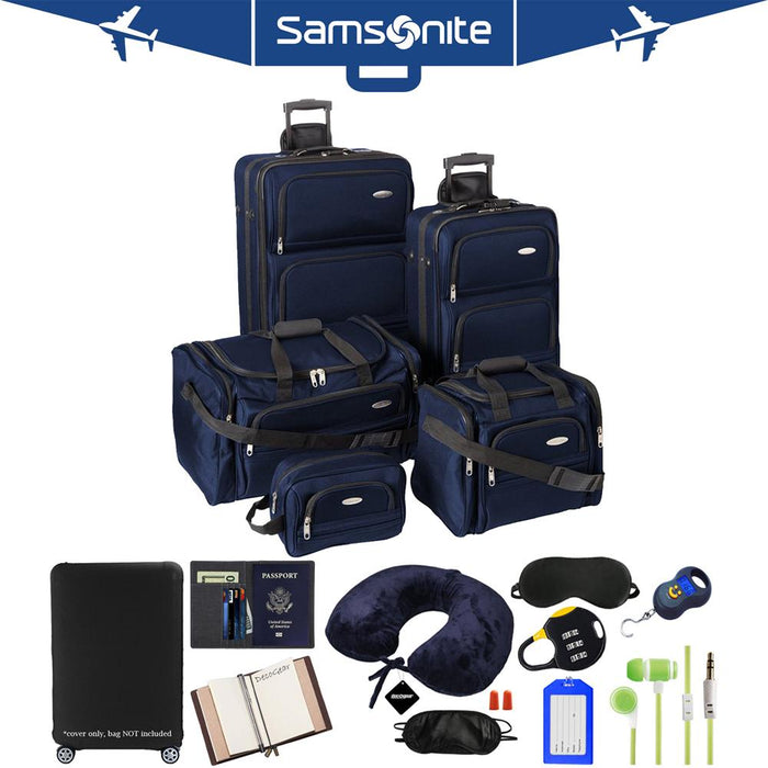 Samsonite 5pc. Nested Luggage Set (Navy) w/ Ultimate 10pc luggage Accessory Kit