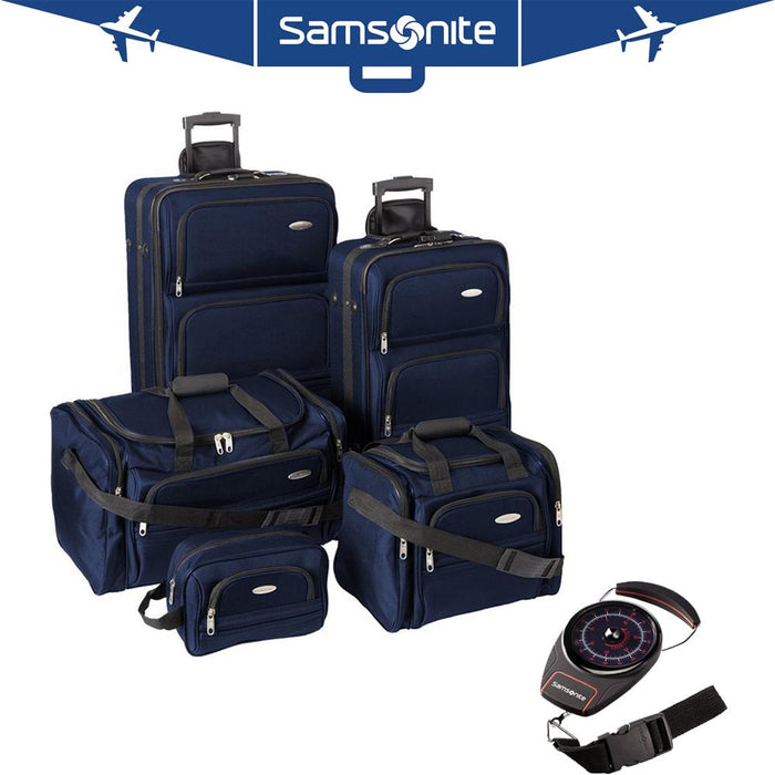 Samsonite 5 Piece Nested Luggage Set Navy with Portable Luggage Scale