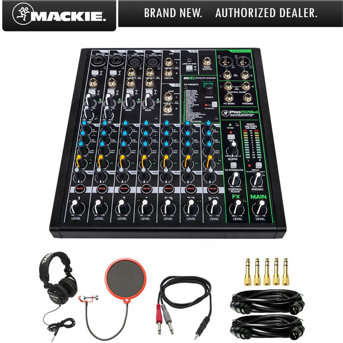 Mackie 10 Channel Professional Effects Mixer with Tascam Headphones Bundle